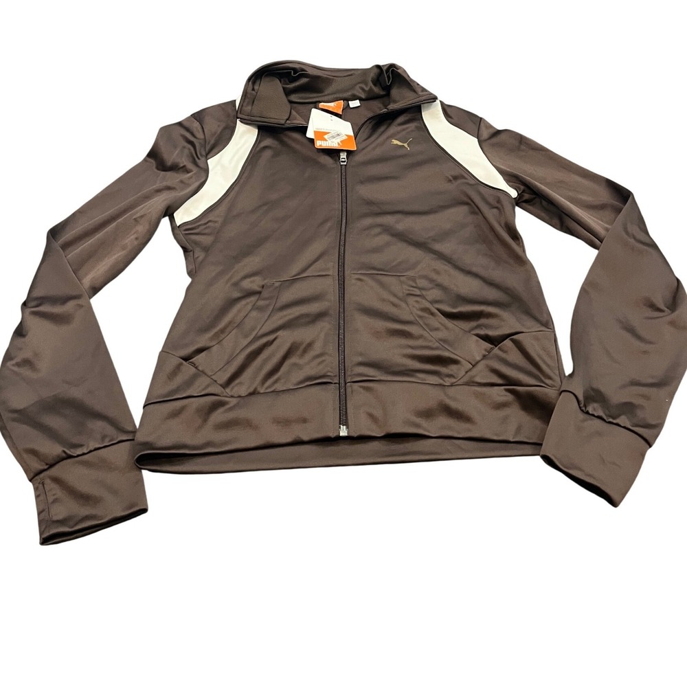 NWT Puma Track Jacket Womens XL Brown White Full Zip USP Moisture Management